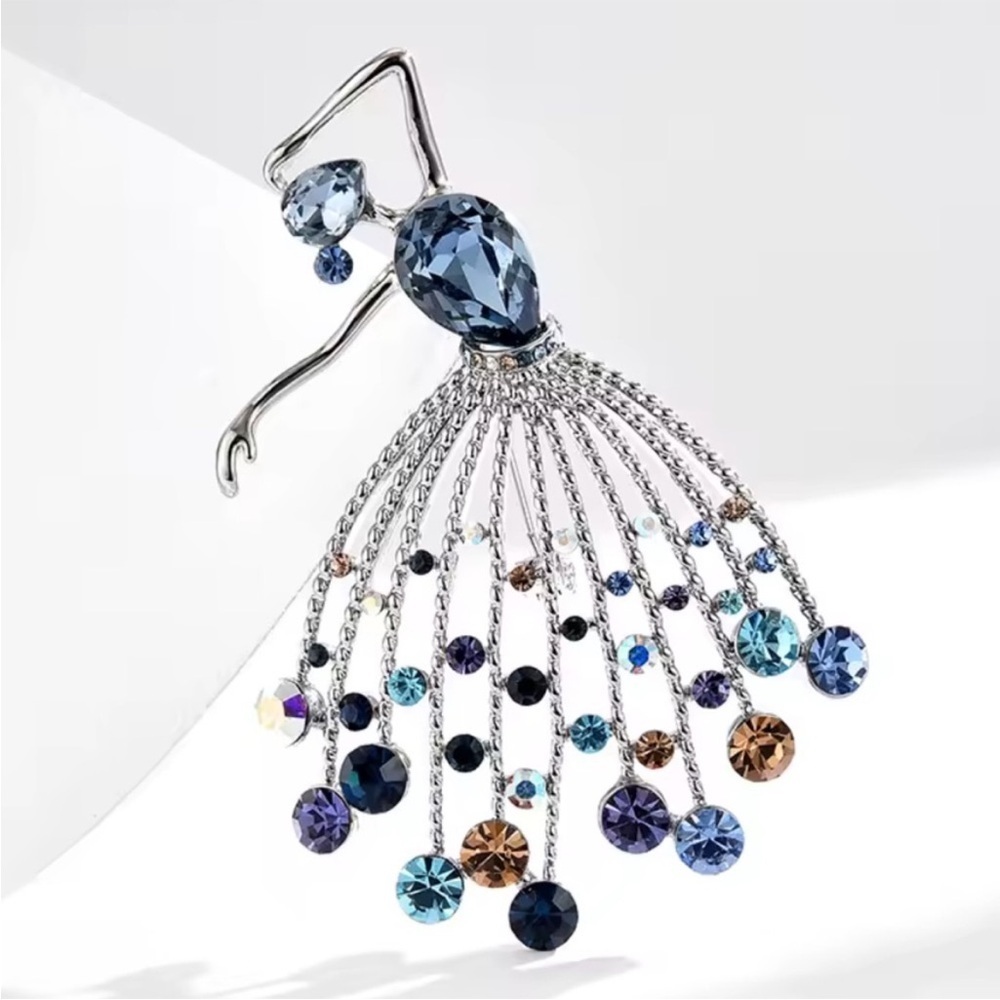 Ethereal Crystal Cascade Dancer Brooch